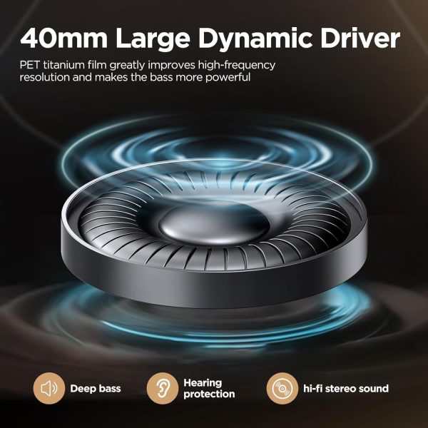 Noise Cancelling Headphones: Wireless Over Ear Bluetooth Headphones with 130H Playtime - Hi-Res Sound Custom EQ via App Deep Bass Comfort Fit Ear Cups for Travel Home Office - Image 6
